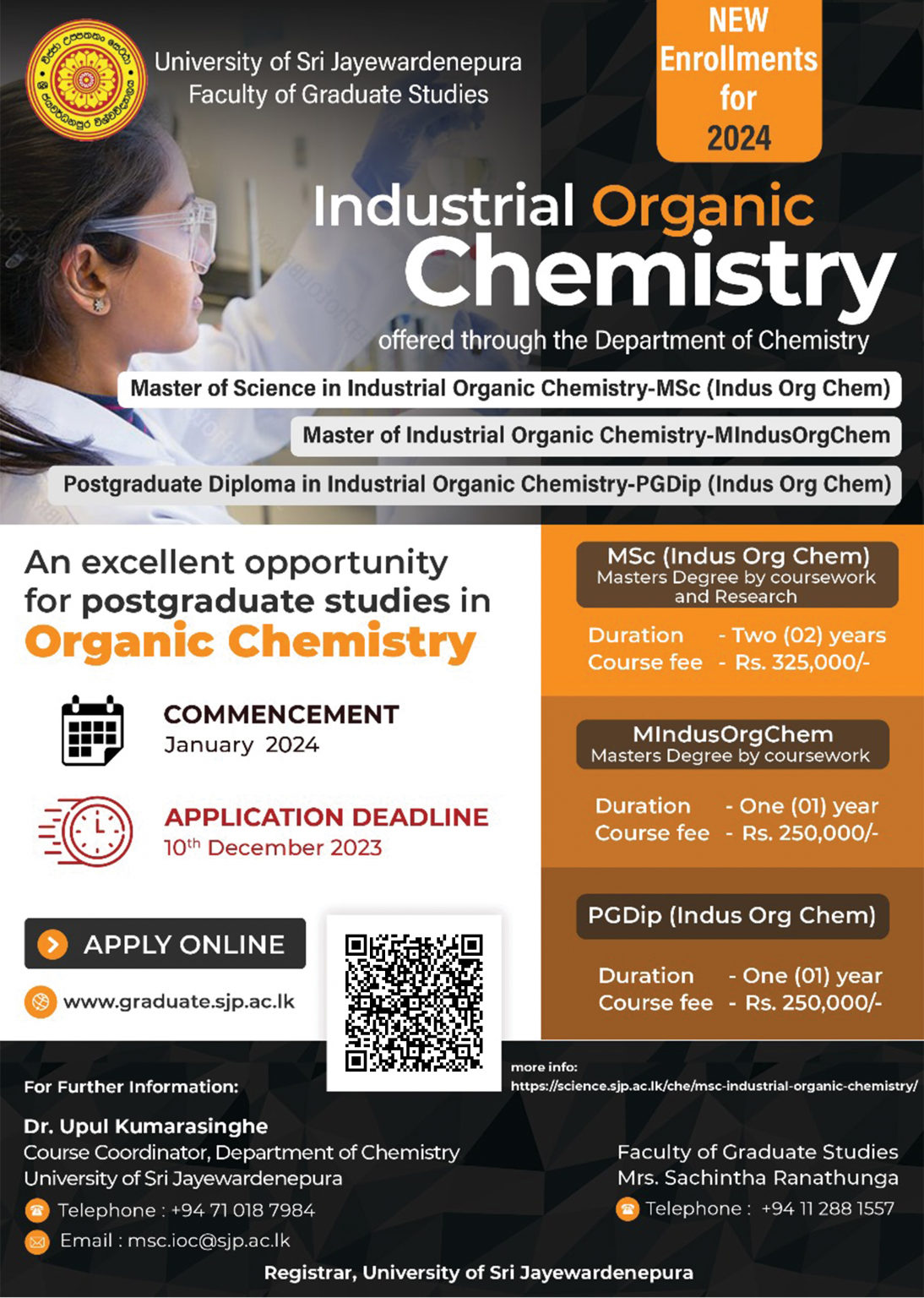 Call for Applications Postgraduate programs in Industrial Organic