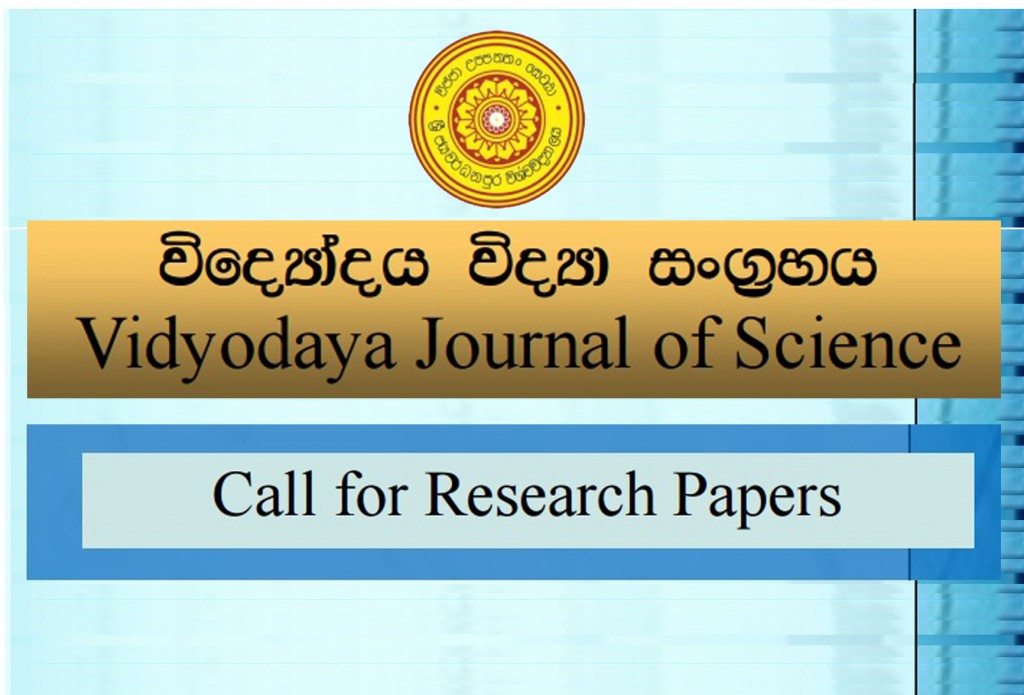 Vidyodaya Journal of Science calls for Research Papers – Faculty of ...